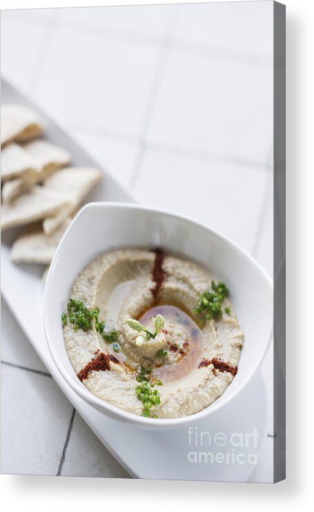 Chickpea Acrylic Print featuring the photograph Hummus Houmous Vegetarian Dip Snack Food by JM Travel Photography