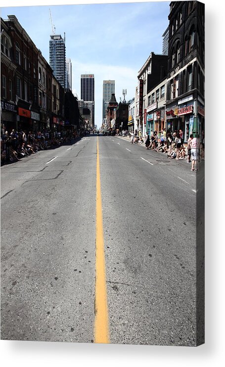 Yonge Street Acrylic Print featuring the photograph I make my own damn parade by Kreddible Trout