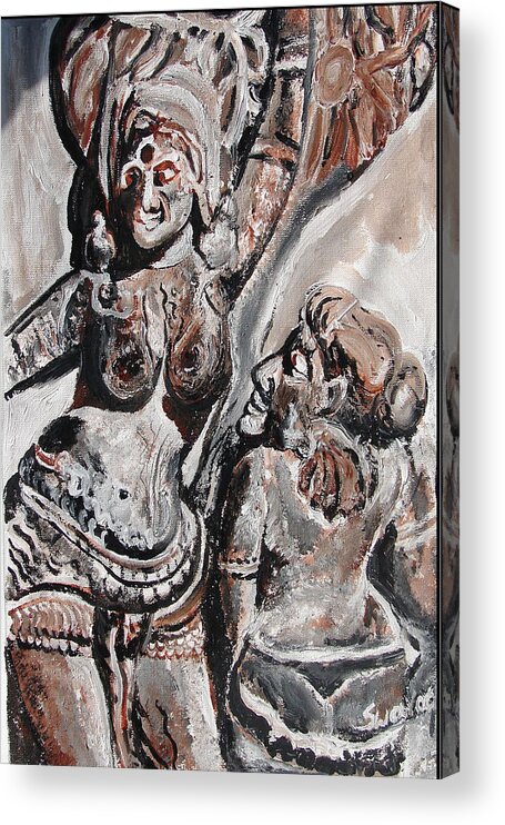Buddha P Aintings Acrylic Print featuring the painting Indian Heritage-1 by Anand Swaroop Manchiraju