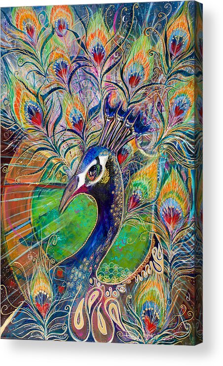 Peacock Acrylic Print featuring the painting Confidence and Beauty- Individuality by Leela Payne