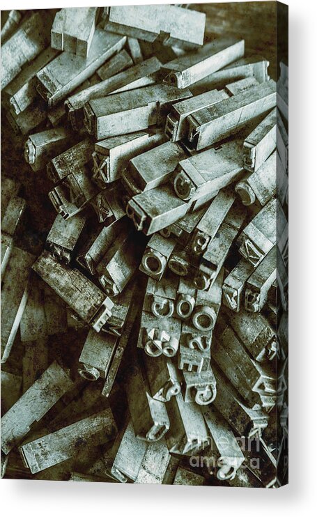 Old Acrylic Print featuring the photograph Industrial letterpress typeset by Jorgo Photography