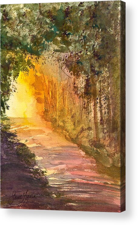 Path Acrylic Print featuring the painting Into the Light by Frank SantAgata