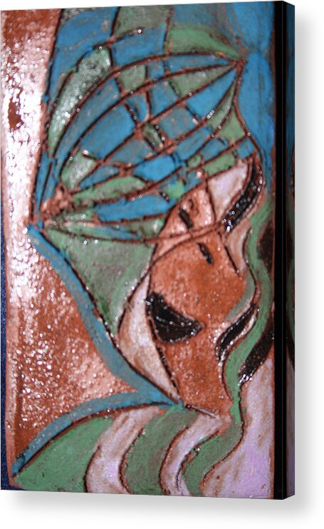 Gloria Ssali Acrylic Print featuring the painting Is That My Hat Tile by Gloria Ssali