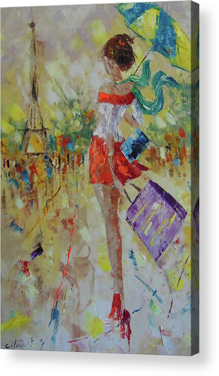 Palette Knife Acrylic Print featuring the painting J adore Paris by Frederic Payet