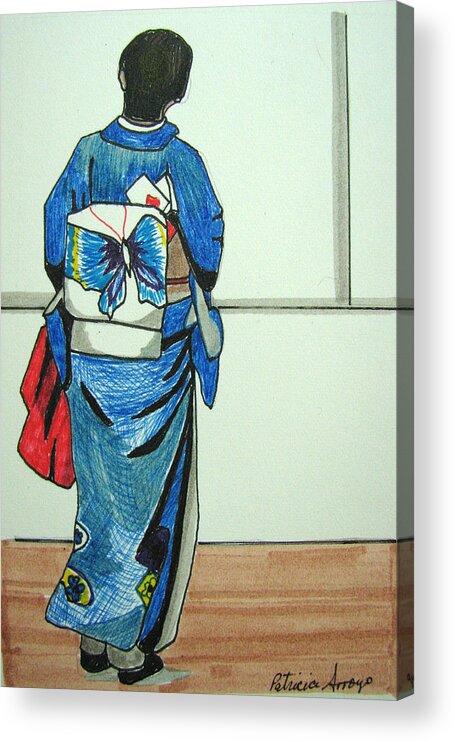 Japonese Culture Acrylic Print featuring the drawing Japonese Girl by Patricia Arroyo