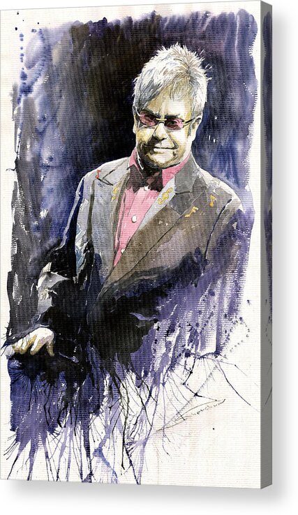 Watercolour Acrylic Print featuring the painting Jazz Sir Elton John by Yuriy Shevchuk