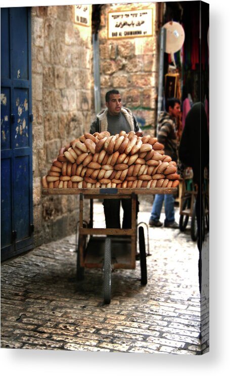Bread Acrylic Print featuring the photograph Jerusalem Bread Man by M Kathleen Warren