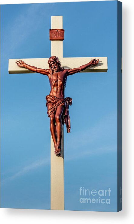 Jesus Acrylic Print featuring the photograph Jesus Crucifix against the Sky 3 by Gary Whitton