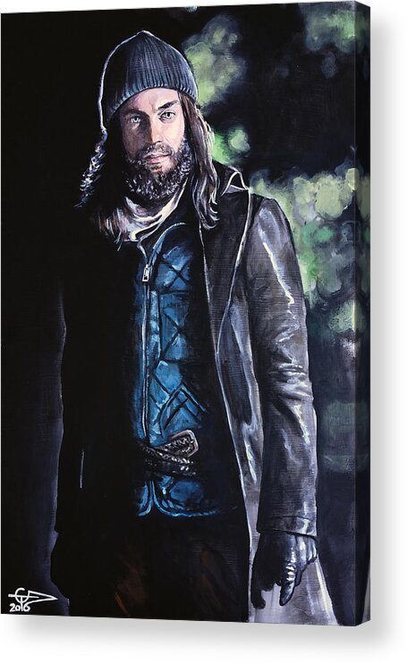 The Walking Dead Acrylic Print featuring the painting Jesus - The Walking Dead by Tom Carlton