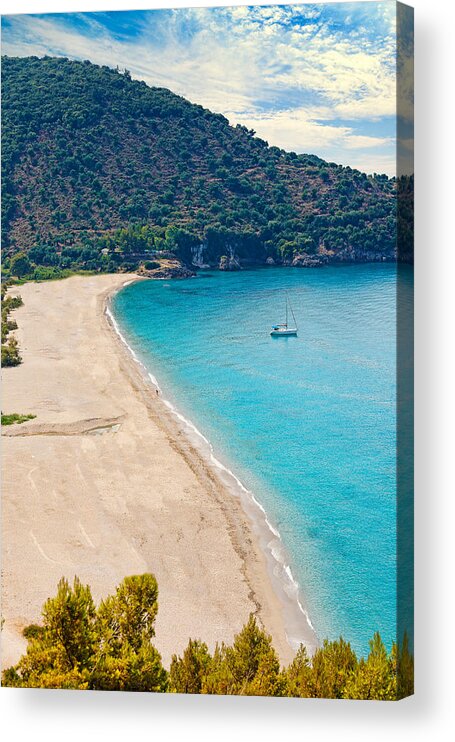 Perdika Acrylic Print featuring the photograph Karavostasi beach in Perdika - Greece by Constantinos Iliopoulos