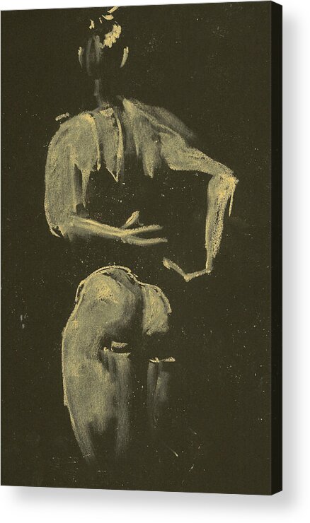 Marica Ohlsson Acrylic Print featuring the drawing kroki 2014 09 27_4 figure drawing white chalk Marica Ohlsson by Marica Ohlsson