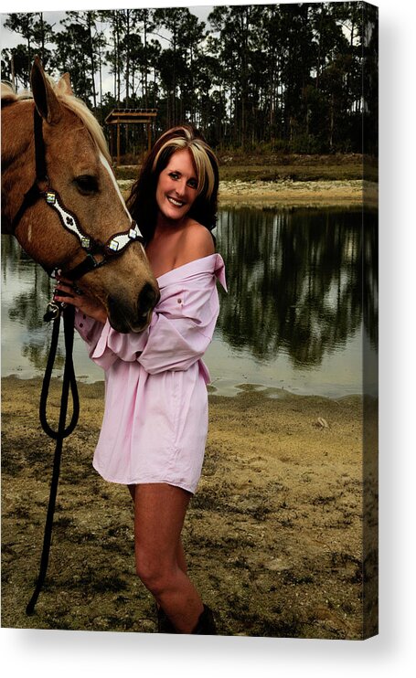 Gina Acrylic Print featuring the photograph Lady and her Horse by Keith Lovejoy