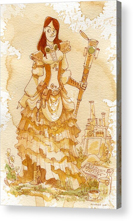 Steampunk Acrylic Print featuring the painting Lady Codex by Brian Kesinger