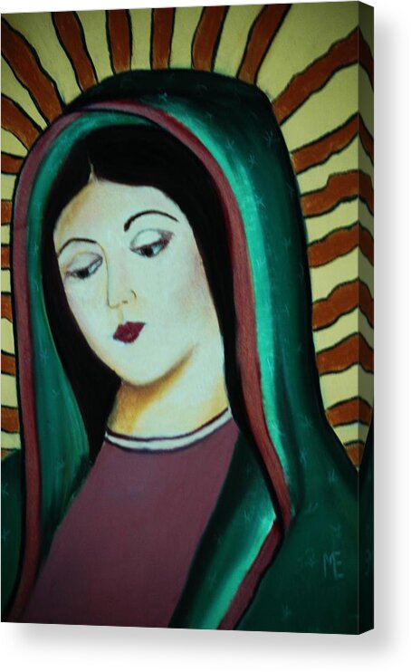 Lady Of Guadalupe Acrylic Print featuring the pastel Lady of Guadalupe by Melinda Etzold