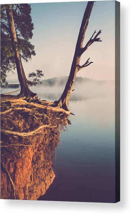 Fog Acrylic Print featuring the photograph Lakeside Cliff by Jessica Brown
