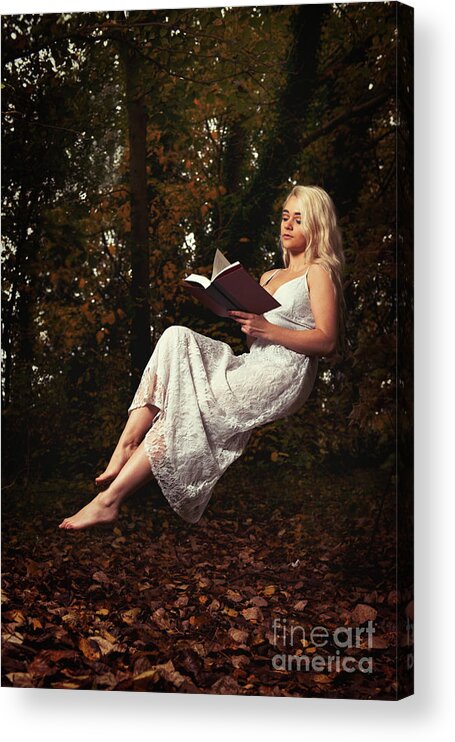 Levitation Acrylic Print featuring the photograph Levitation With Book by Amanda Elwell