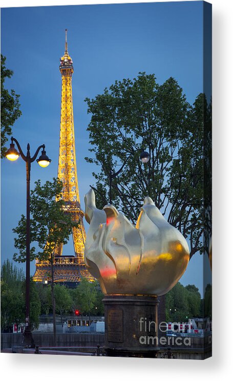 Paris Acrylic Print featuring the photograph Liberty Torch and Eiffel by Brian Jannsen