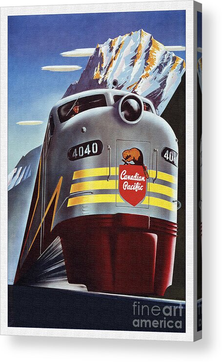 Locomotive Acrylic Print featuring the painting Locomotive Canadian Pacific 4040 by Vintage Collectables