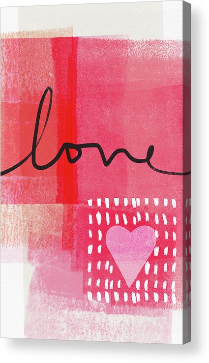 Love Heart Valentine Card Notebook Pink Red White Contemporary Abstract Family Friend I Love You Art Wedding Shower Anniversary Home Decorairbnb Decorliving Room Artbedroom Artcorporate Artset Designgallery Wallart By Linda Woodsart For Interior Designersgreeting Cardpillowtotehospitality Arthotel Artart Licensing Acrylic Print featuring the mixed media Love Notes- Art by Linda Woods by Linda Woods