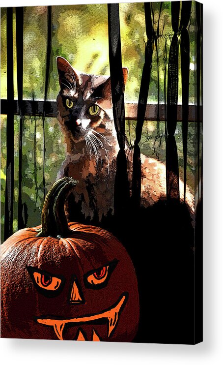 Halloween Acrylic Print featuring the mixed media Lucy BOO by Lesa Fine
