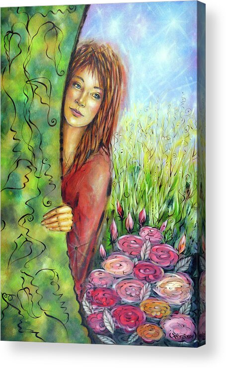 Woman Acrylic Print featuring the painting Magic Garden 021108 by Selena Boron