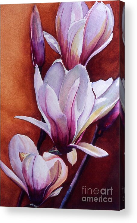 Magnolia Ladder Acrylic Print featuring the painting Magnolia Ladder-WC by Daniela Easter