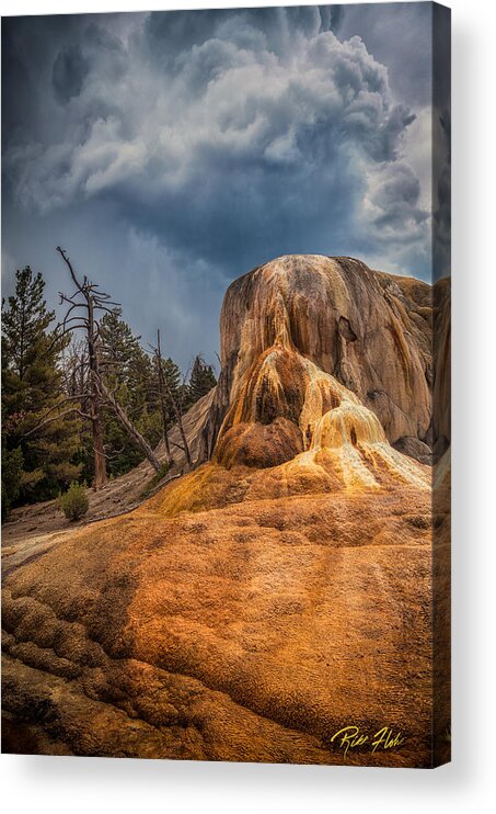 Mammoth Hot Springs Acrylic Print featuring the photograph Mammoth Under Storm by Rikk Flohr