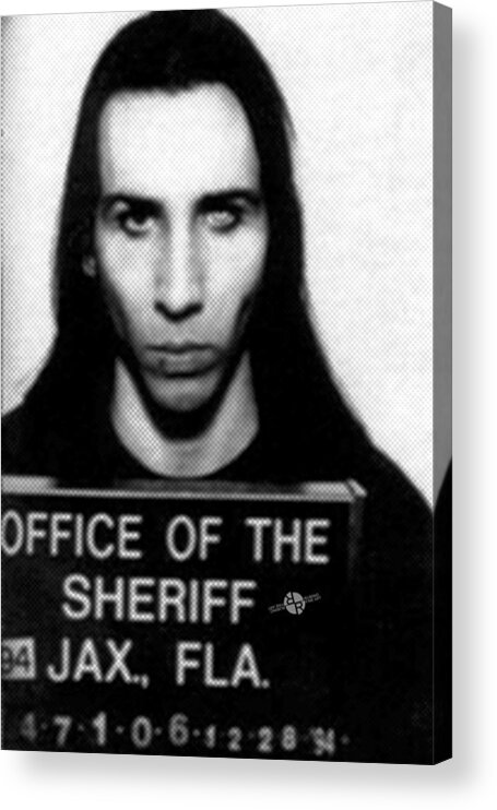 Marilyn Manson Acrylic Print featuring the photograph Marilyn Manson Mug Shot Vertical by Tony Rubino