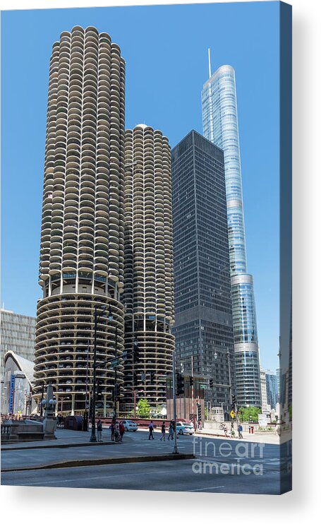 Chicago Acrylic Print featuring the photograph Marina City, AMA Plaza, and Trump Tower by David Levin