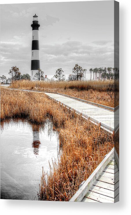 Bodie Island Acrylic Print featuring the photograph Marsh Reflections at Bodie Island Lighthouse by Blaine Owens