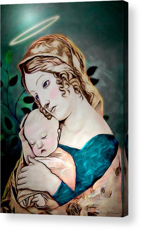 Virgin Mary Acrylic Print featuring the digital art Mary and Child by Pennie McCracken