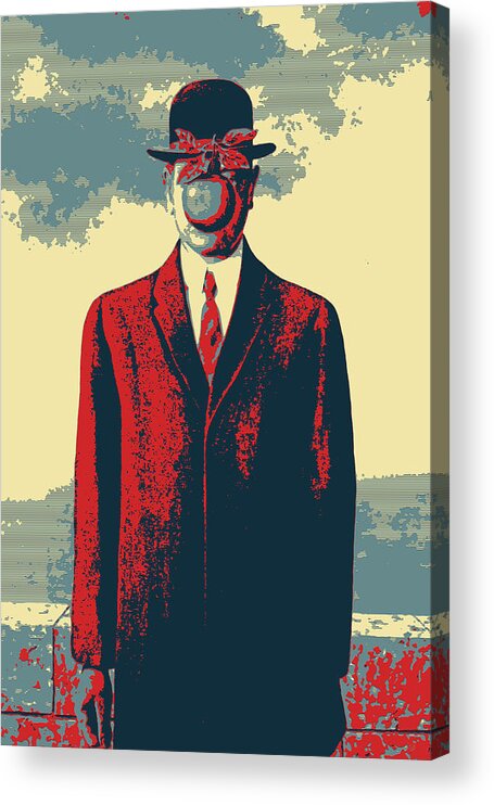 ‘masterpieces Revisited’ Collection By Serge Averbukh Acrylic Print featuring the digital art Masterpieces Revisited - The Son of Man by Rene Magritte by Serge Averbukh