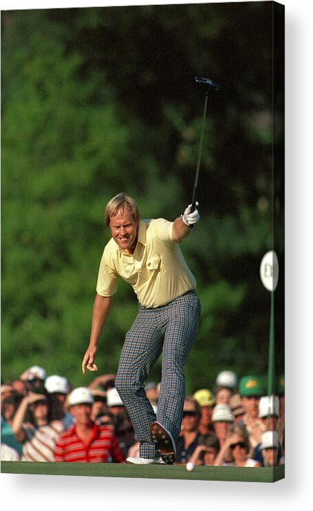 The Masters Augusta Acrylic Print featuring the photograph Masters Winning Put 1986 Jack Nicklaus 1986 by Peter Nowell