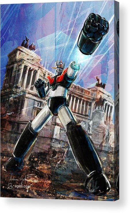 Sci-fi Acrylic Print featuring the digital art MazingerZ Rome by Andrea Gatti