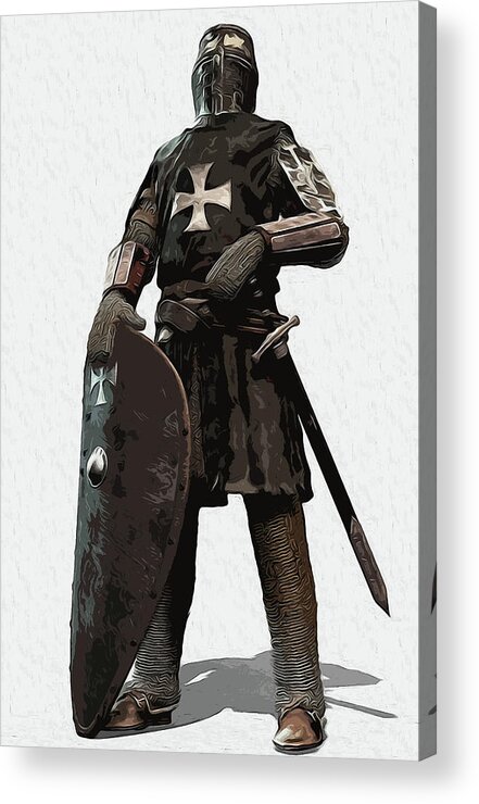 Medieval Infantry Acrylic Print featuring the painting Medieval Warrior - 06 by AM FineArtPrints