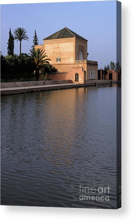 Tranquil Scene Acrylic Print featuring the photograph Menara Pavilion in Marrakech by Sami Sarkis