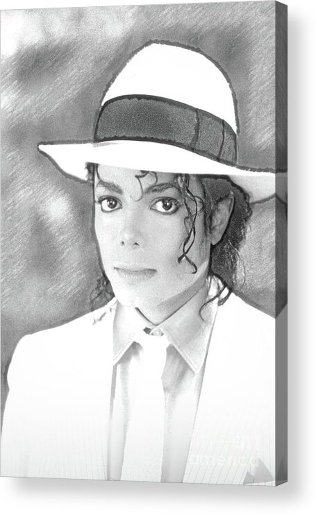 Michael Jackson Acrylic Print featuring the photograph Michael Jackson in Pen and Ink by Doc Braham