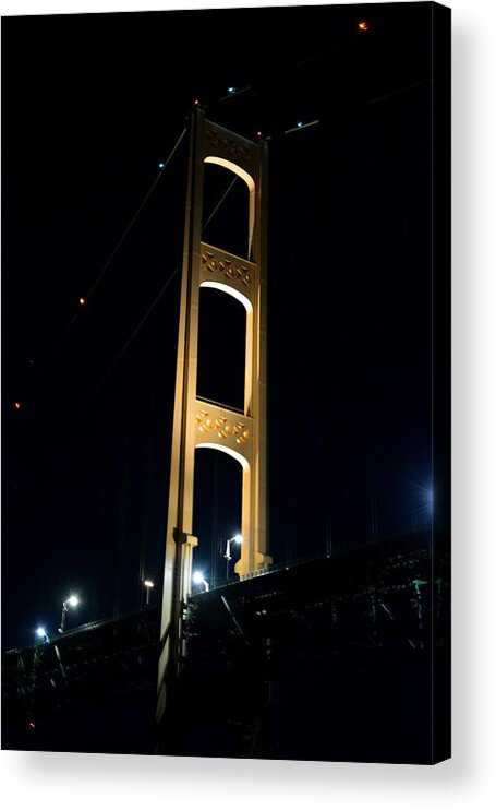 Mackinac Bridge Acrylic Print featuring the photograph Mighty Mac Tower by Keith Stokes