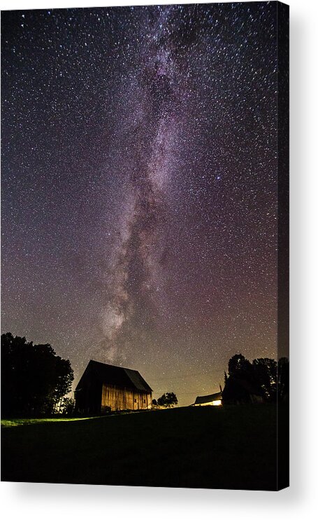 Barn Acrylic Print featuring the photograph Milky Way and Barn by Tim Kirchoff