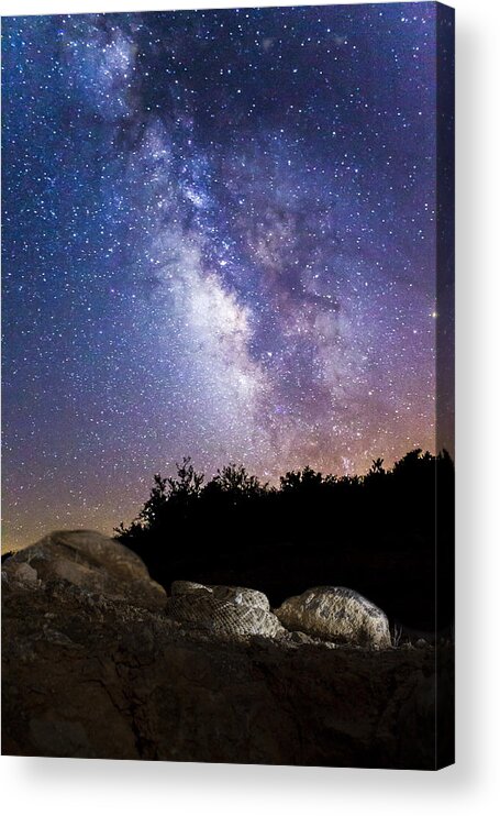 Landscape Acrylic Print featuring the photograph Milky Way over a Western Diamondback Rattlesnake by Chuck Brown