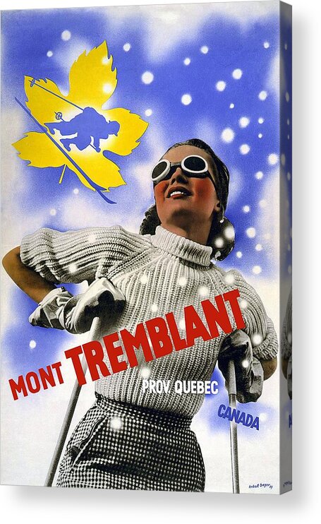 Mont Tremblant Acrylic Print featuring the mixed media Mont Tremblant - Province Quebec - Canada - Retro travel Poster - Vintage Poster by Studio Grafiikka