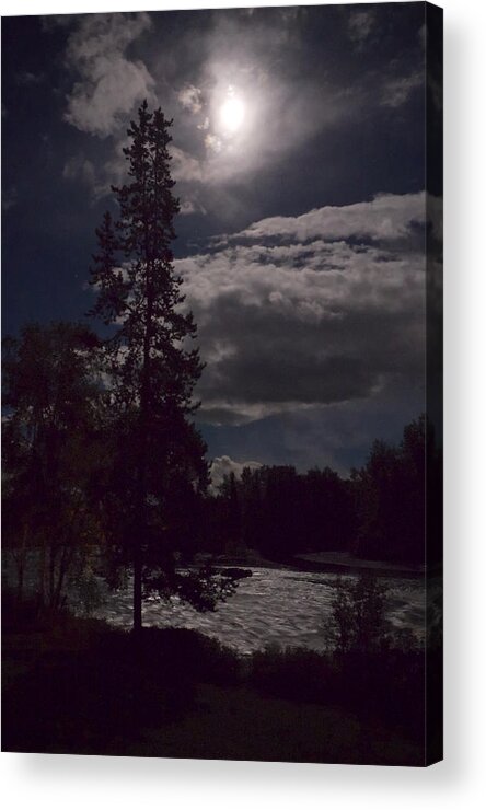 Moon Acrylic Print featuring the photograph Moonlight on the River by Mary Lee Dereske