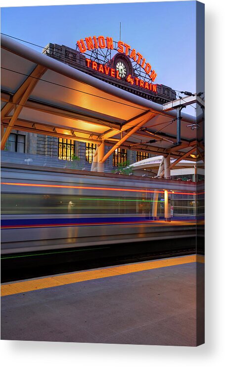 America Acrylic Print featuring the photograph Morning Departure at Union Station in Denver LoDo District by Gregory Ballos