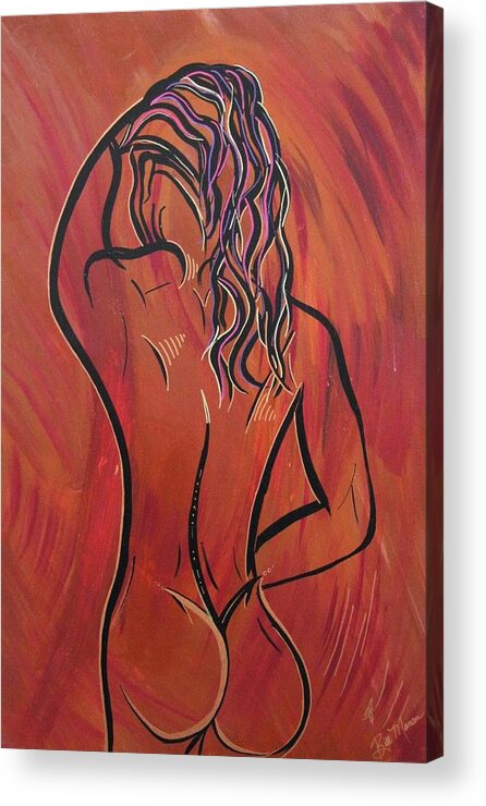 Nude Paintings Acrylic Print featuring the painting Morning Shower by Bill Manson