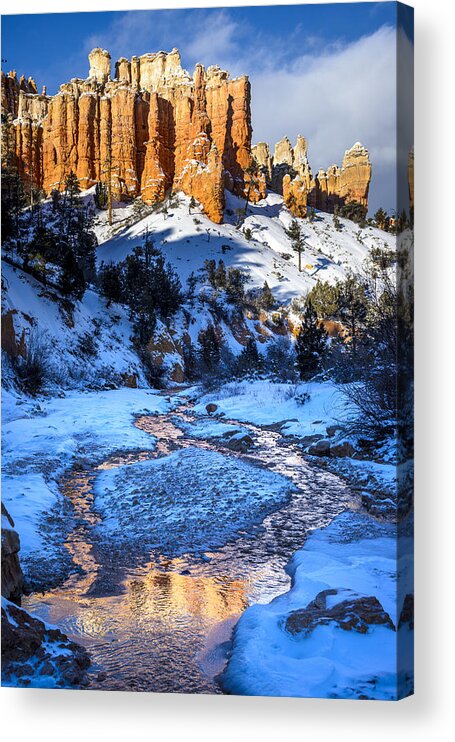 Bryce Canyon Acrylic Print featuring the photograph Mossy Cave Castle in Snow by Joe Doherty