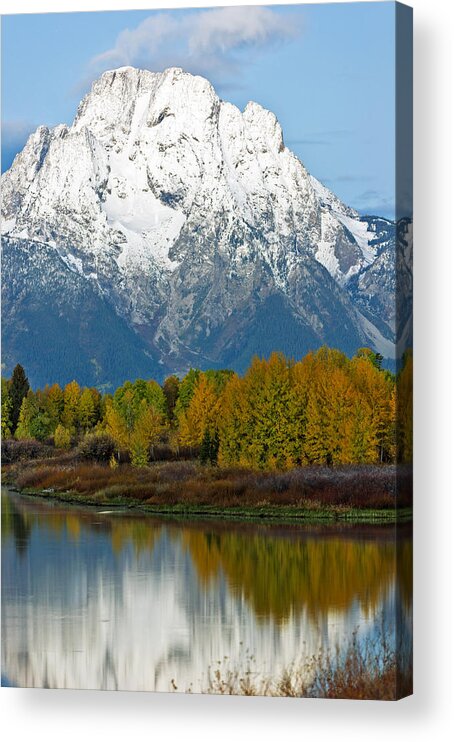 Mt Acrylic Print featuring the photograph Mt Moran from Ox Bow Bend by Gary Langley