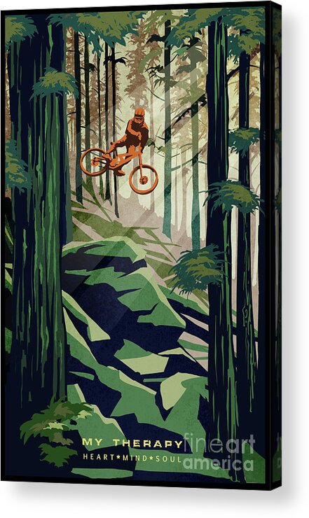 Mountain Bike Acrylic Print featuring the painting My Therapy by Sassan Filsoof
