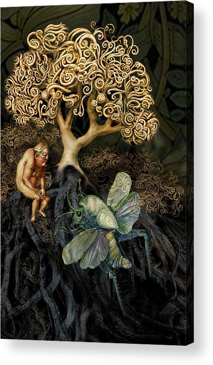 Trees Acrylic Print featuring the painting Naked and Afraid by Hans Neuhart