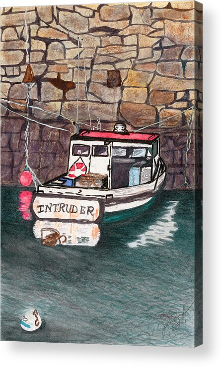 Fish Boat Acrylic Print featuring the painting Nancy's Dirty Boat by Joan Zepf