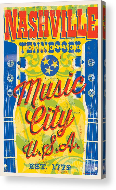 Guitars Acrylic Print featuring the digital art Nashville Tennessee Poster by Jim Zahniser